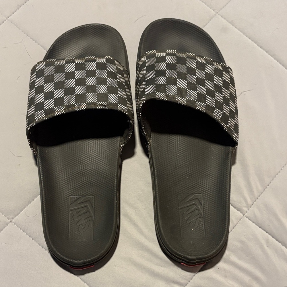 Vans Black & White Checkerboard Slide Sandals
